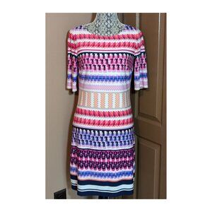 Eliza J Women's Pink Geometric Casual Shift Sheath Dress Size 6